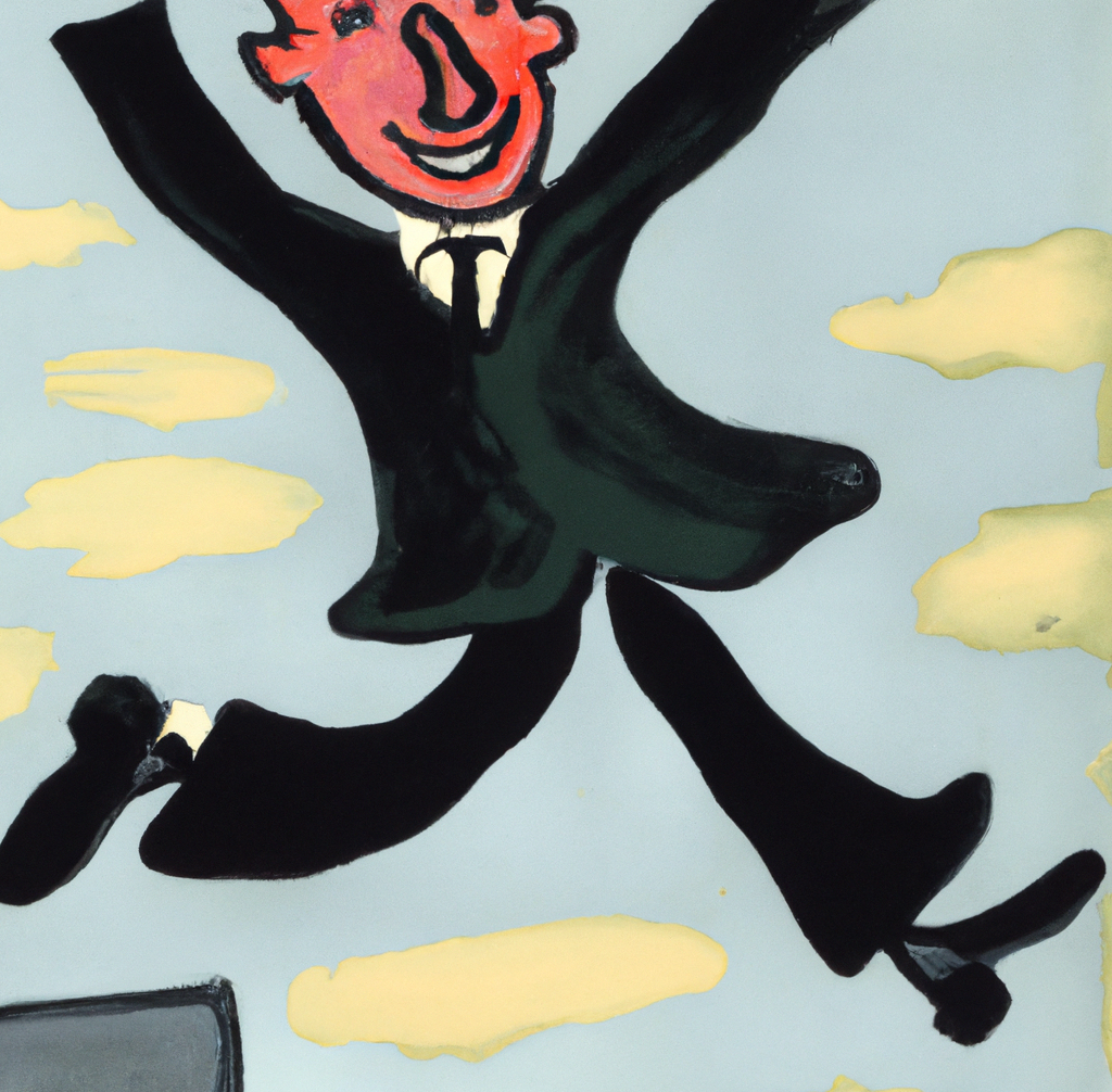 A man jumping in the air, having just broken through his artist's block.
