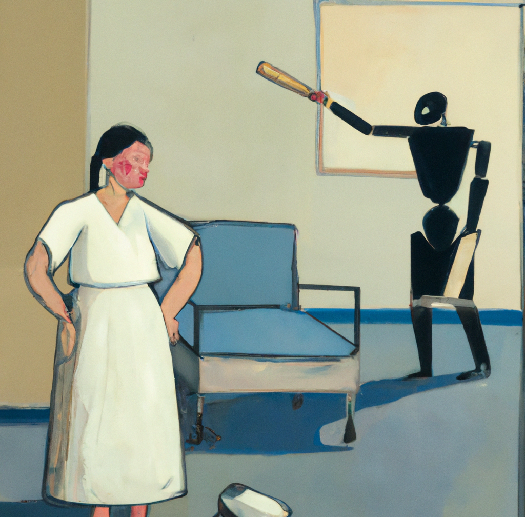 A painting of an abstract scene with an angry woman who could use some Anger Journaling - the House of Flow 1