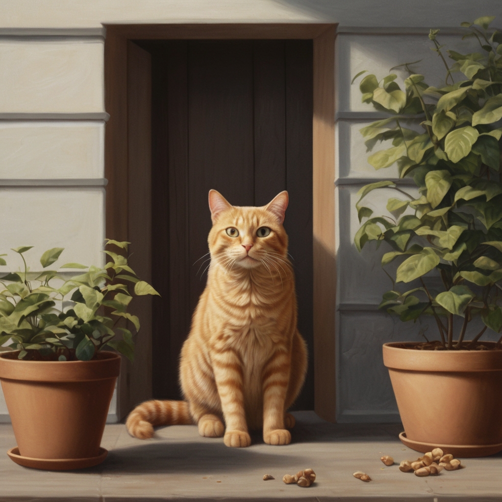Cat looking straight ahead, symbolizing how creative inspiration can be conjured just by doing your art on a daily basis.