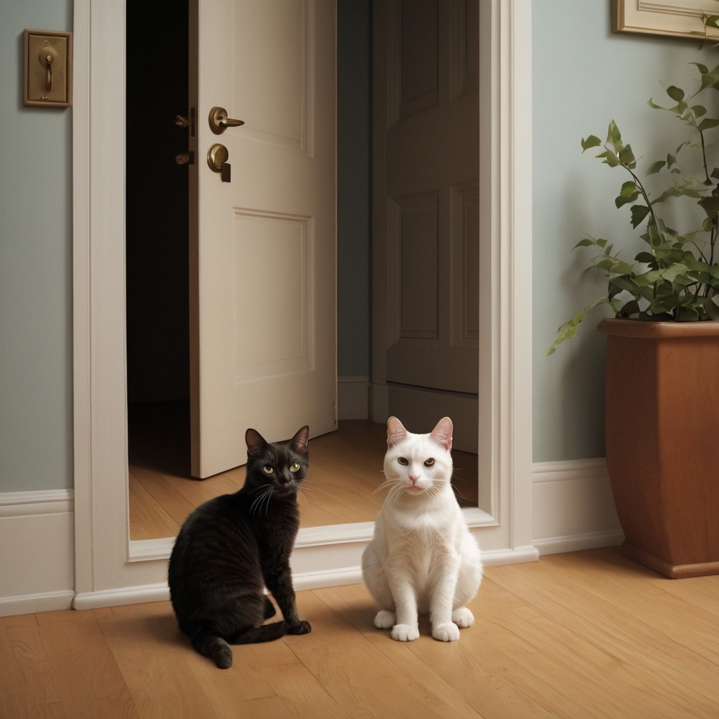 Two cats in a doorway, representing the idea of creative inspiration that comes from working with other artists.
