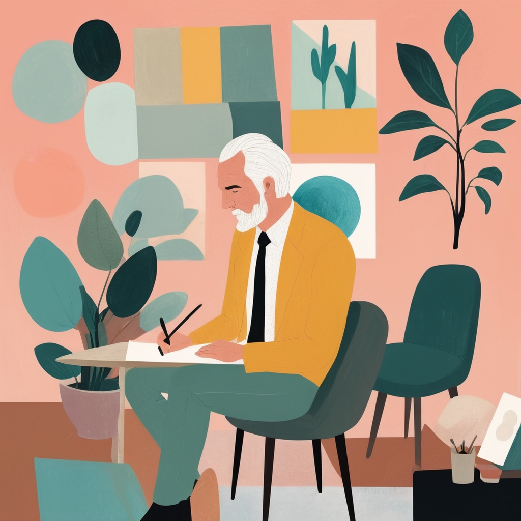 A man writing in a chair looking concerned, suggesting he is experiencing the Artist’s Dilemma