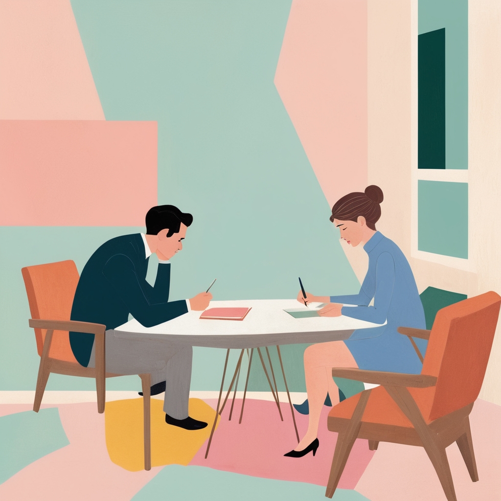 Two people making art at a table