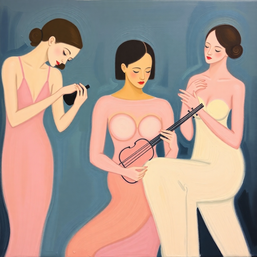 Three women together in a room, playing music, symbolizing The Science Behind How Music Can Help with Anxiety and Depression.