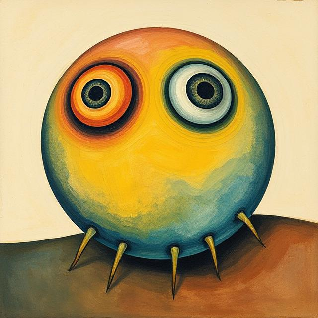 A small emotional being with two eyes, representing the concept of my Accidental PhD in Feelings