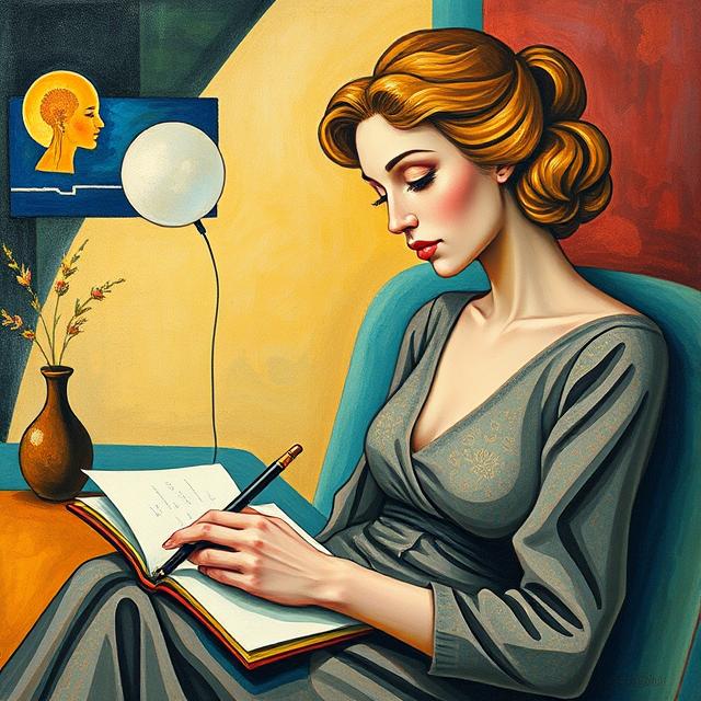 A woman writing in her journal, which is a gateway to her authenticity