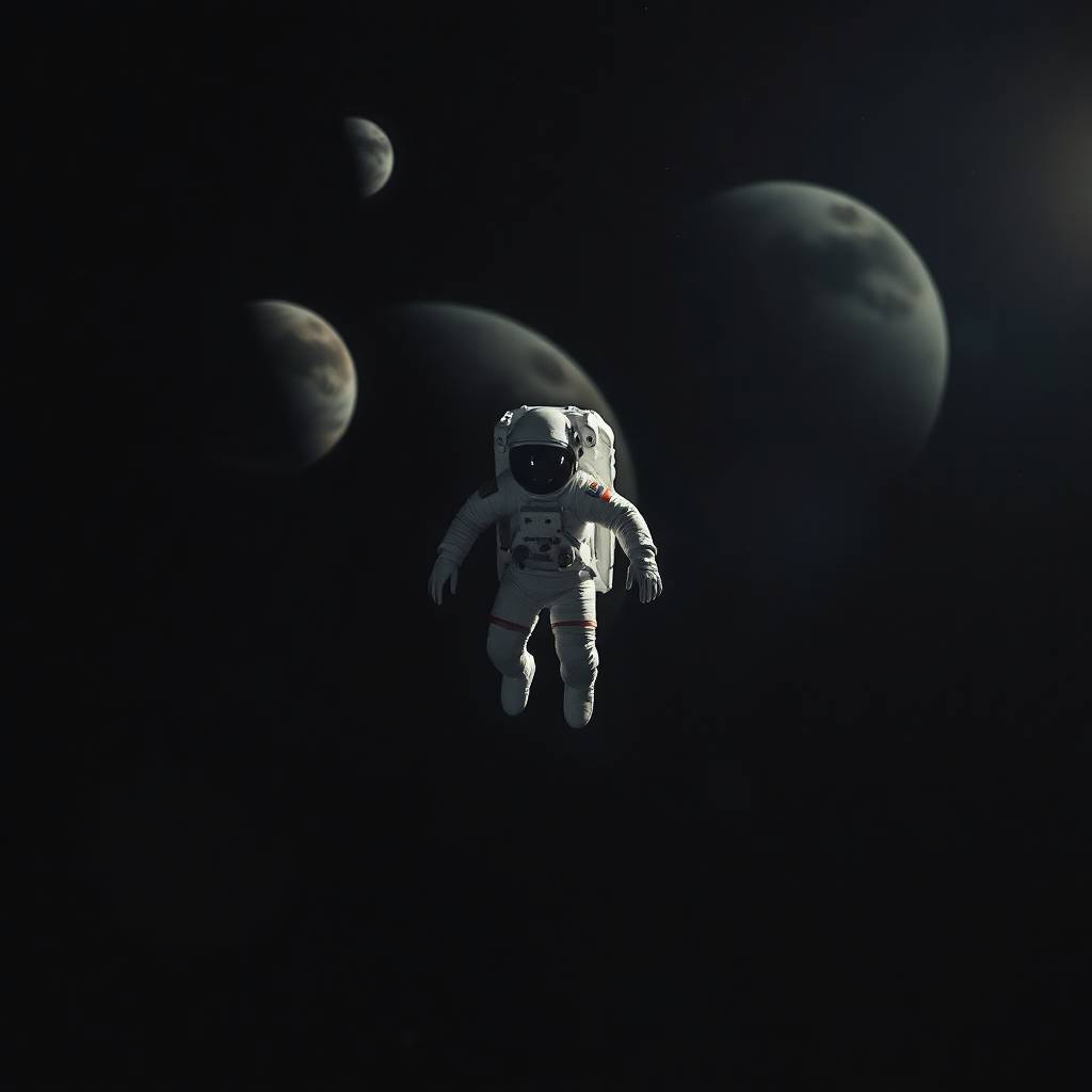 A man in a space suit floating in the abyss of space, symbolizing how to Build an Online Presence (Without Falling Into the Social Media Abyss)