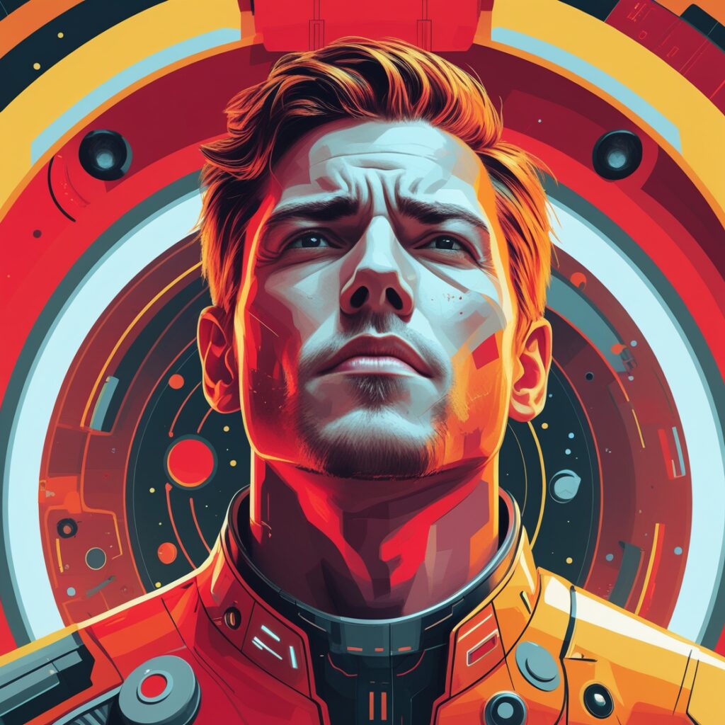 an uncontent man in a space suit reflecting the idea of learning to use discomfort for the creative process