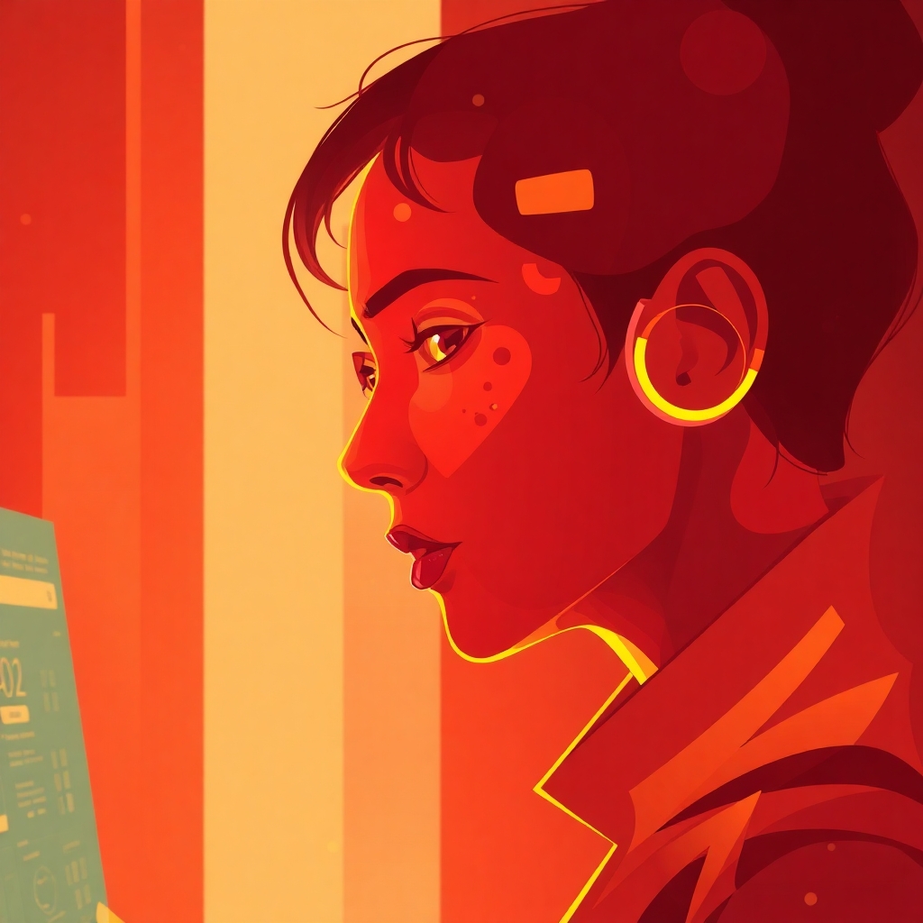 A young woman looking at a screen, symbolizing managing digital fatigue